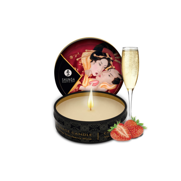 Mini bougie de massage fraise vin pétillant 30ml 
